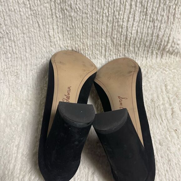Sam Edelman Black Suede slip on  Heels block heels SZ7.5 - Picture 7 of 10